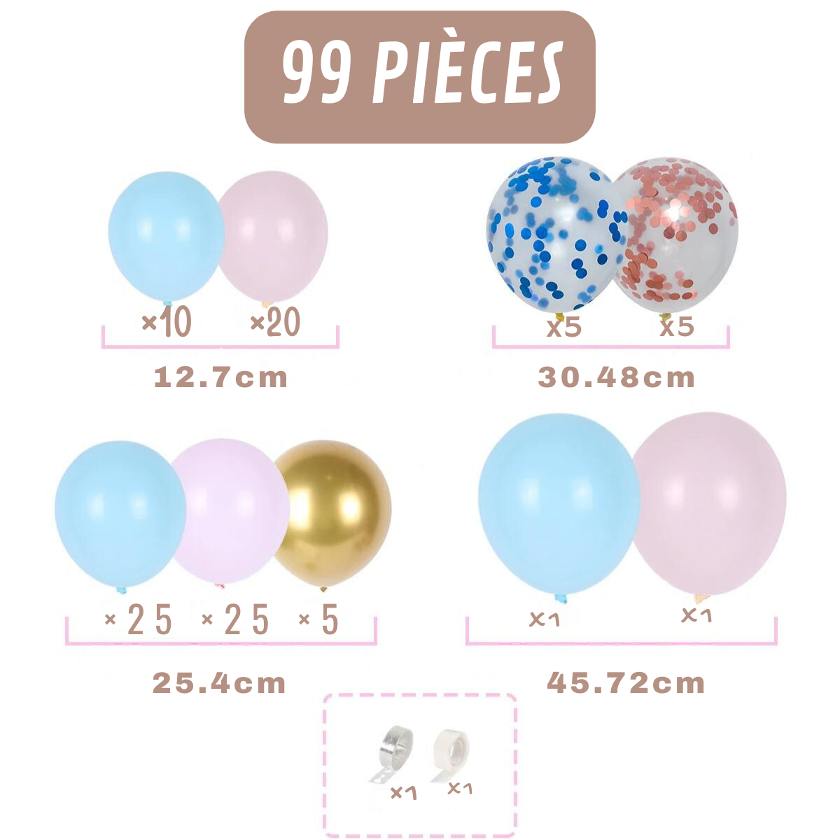 Kit d'Arche Ballons 99 Pièces - Baby Shower