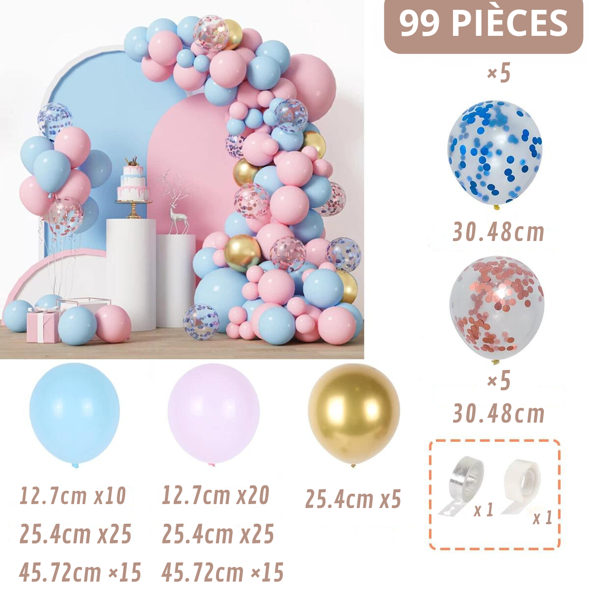 Kit d'Arche Ballons 99 Pièces - Baby Shower